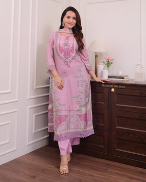 Office and college wear Pure Muslin with sequence work kurta set