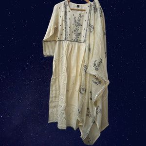 Office and college wear half white Cotton Kurta set