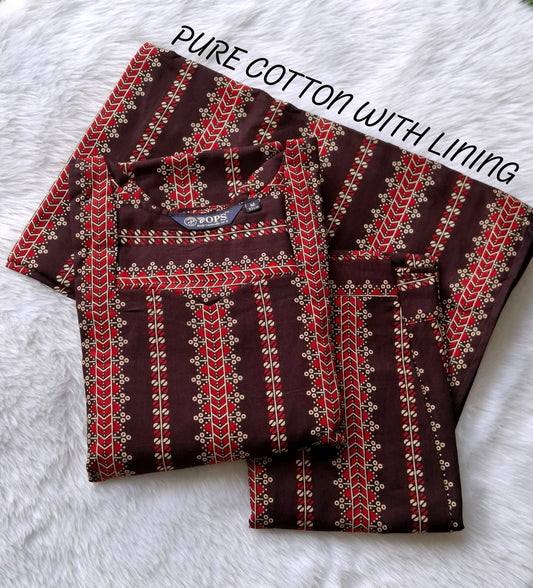 Office and college wear pure Ajrakh cotton kurta set