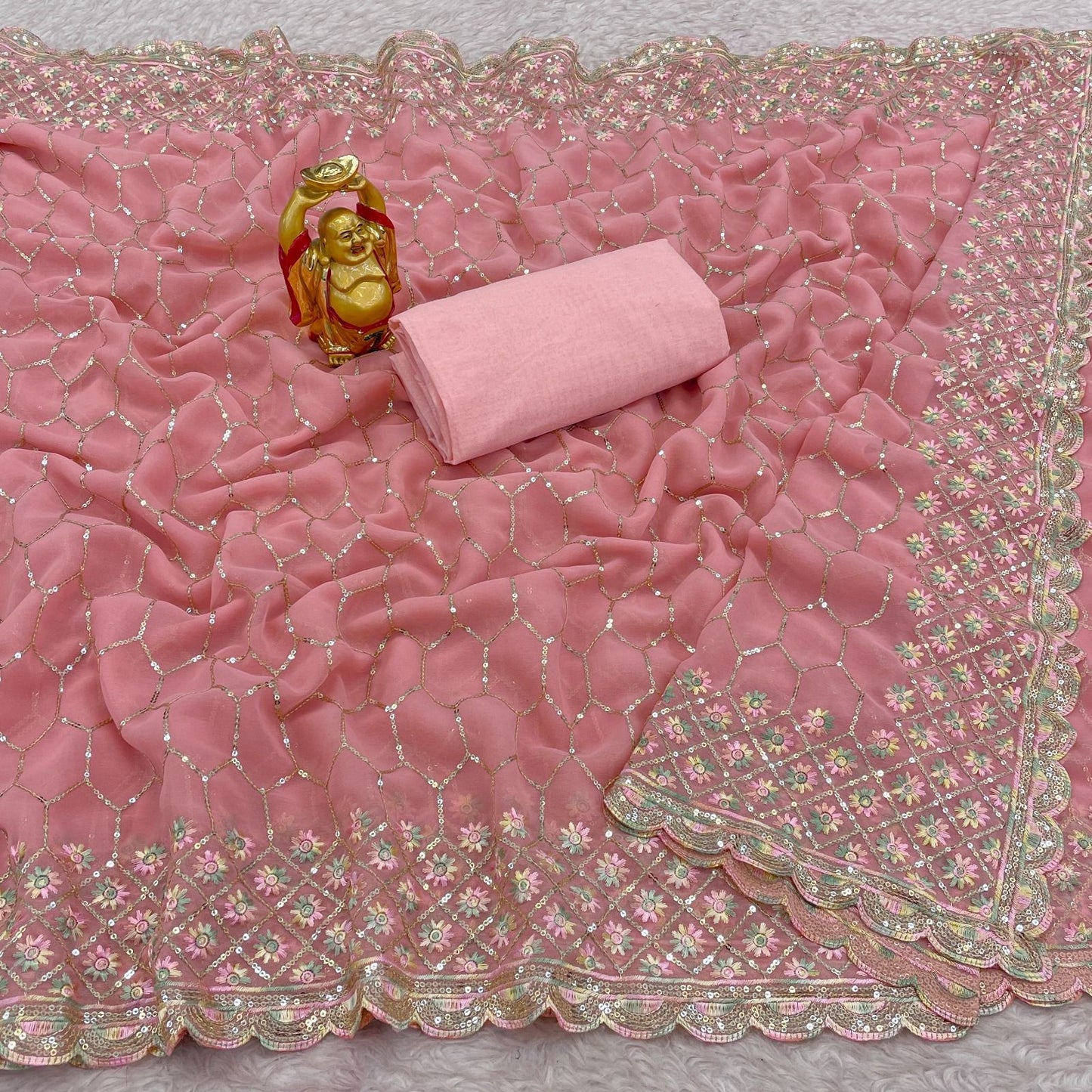 Party Wear Trending Pink Georgette Saree