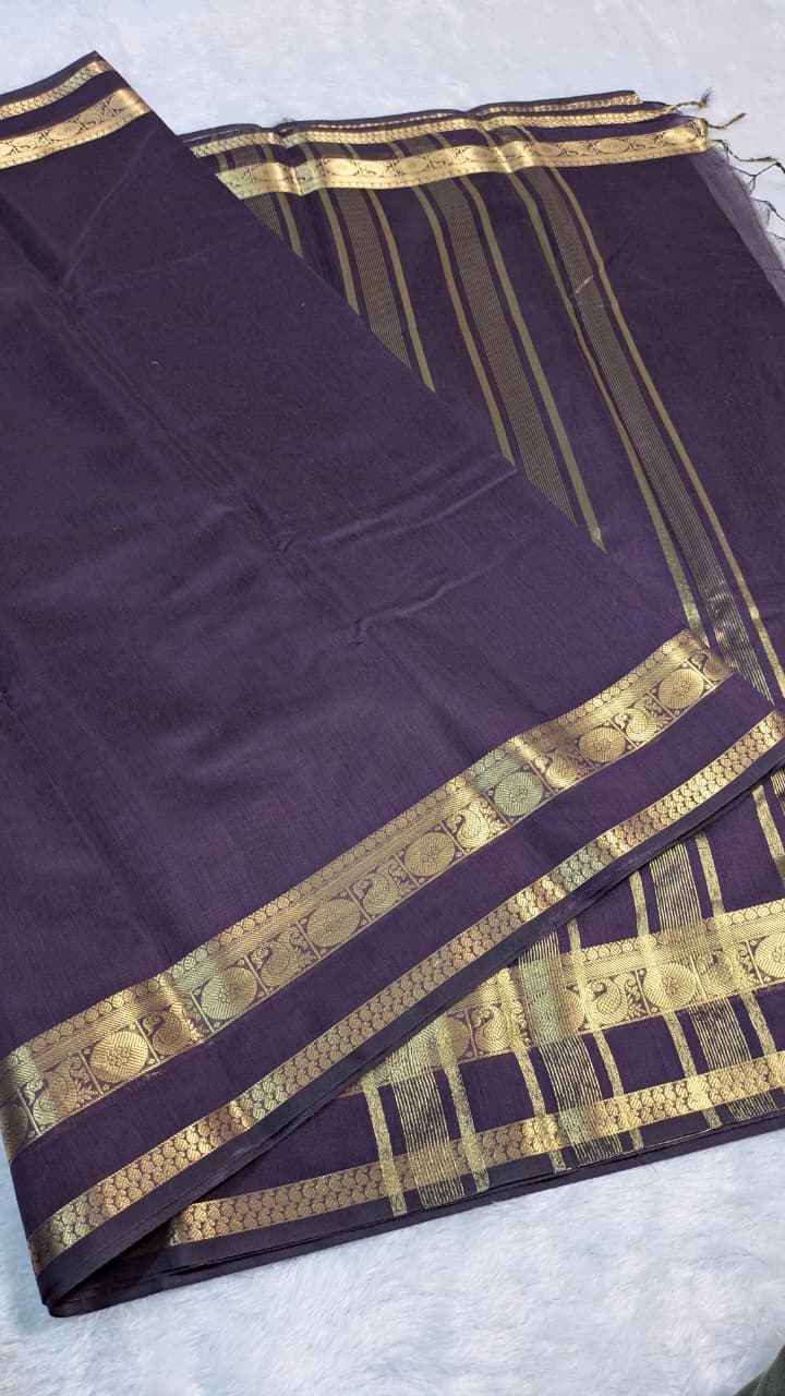 Premium Banarasi Dark Purple cotton silk saree