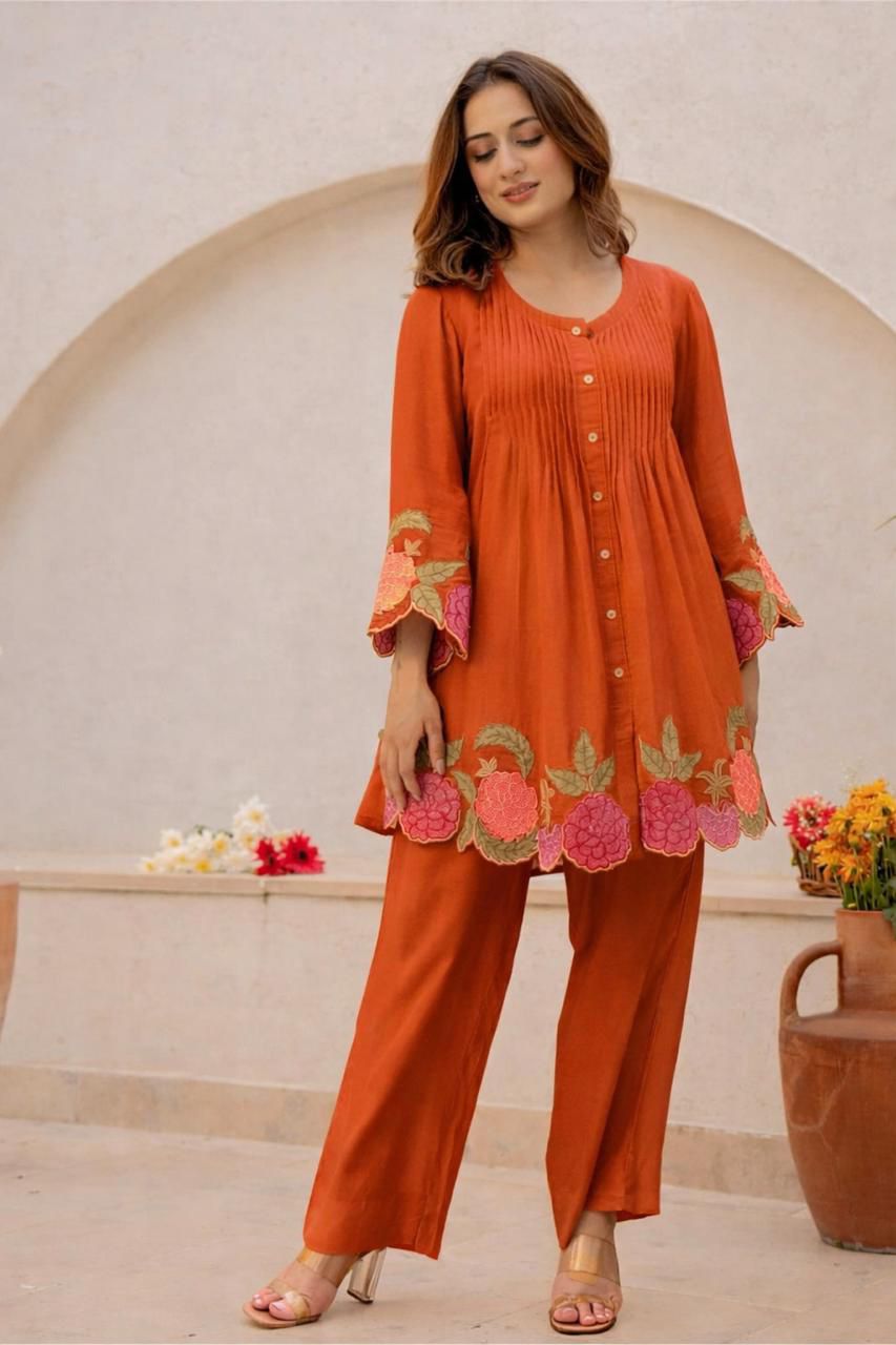 Premium Cotton Orange Co-Ord set 