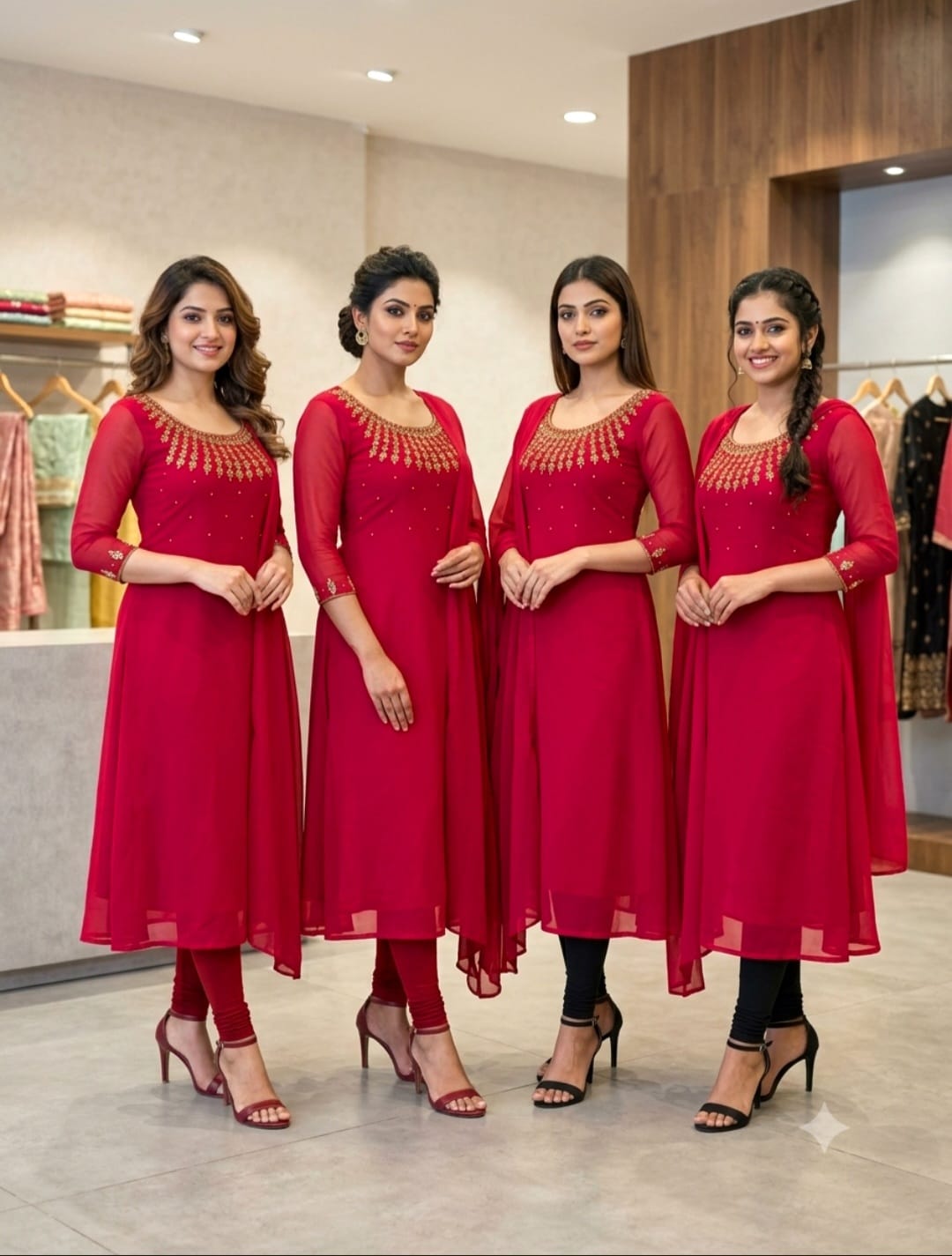 Premium Hand worked Red Georgette Kurti with Dupatta