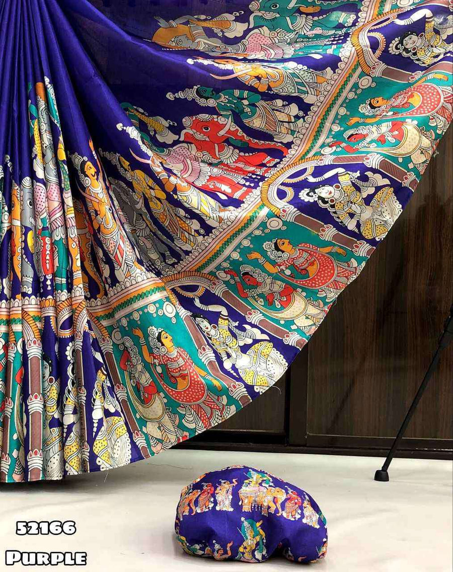 Premium Handloom Tussar silk Kalamkari Sarees