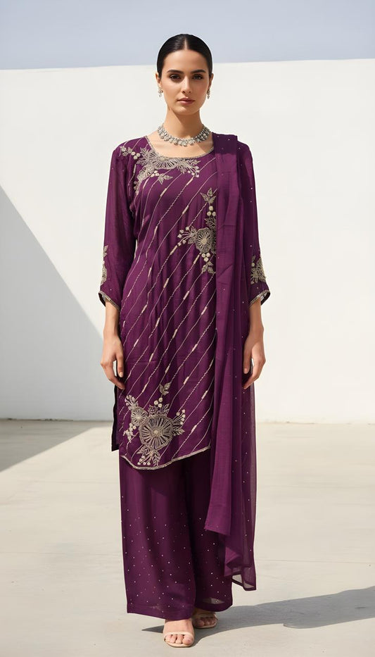 Premium Luxurious purple hand work kurta set