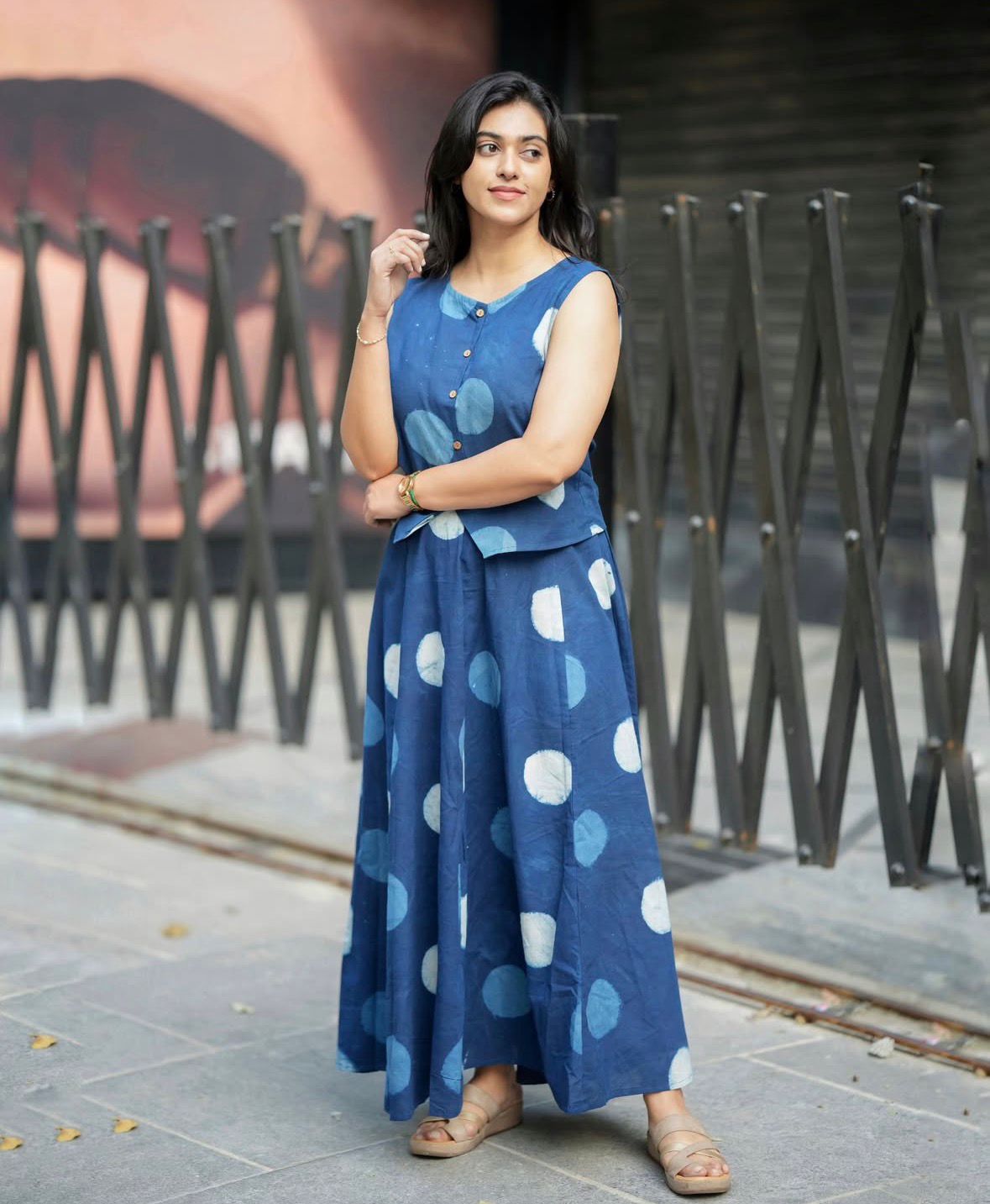 Premium Printed cotton Blue Skirt and Top Set