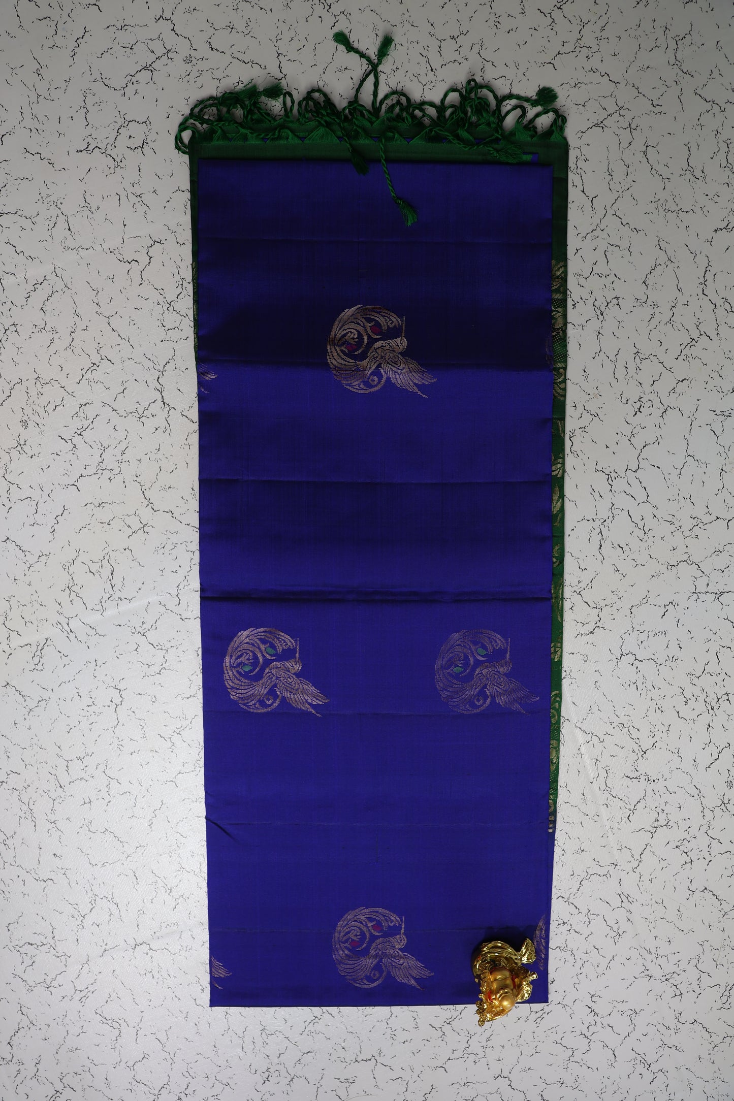 Premium  light weight Semi Silk Royal Blue saree with emerald green pallu