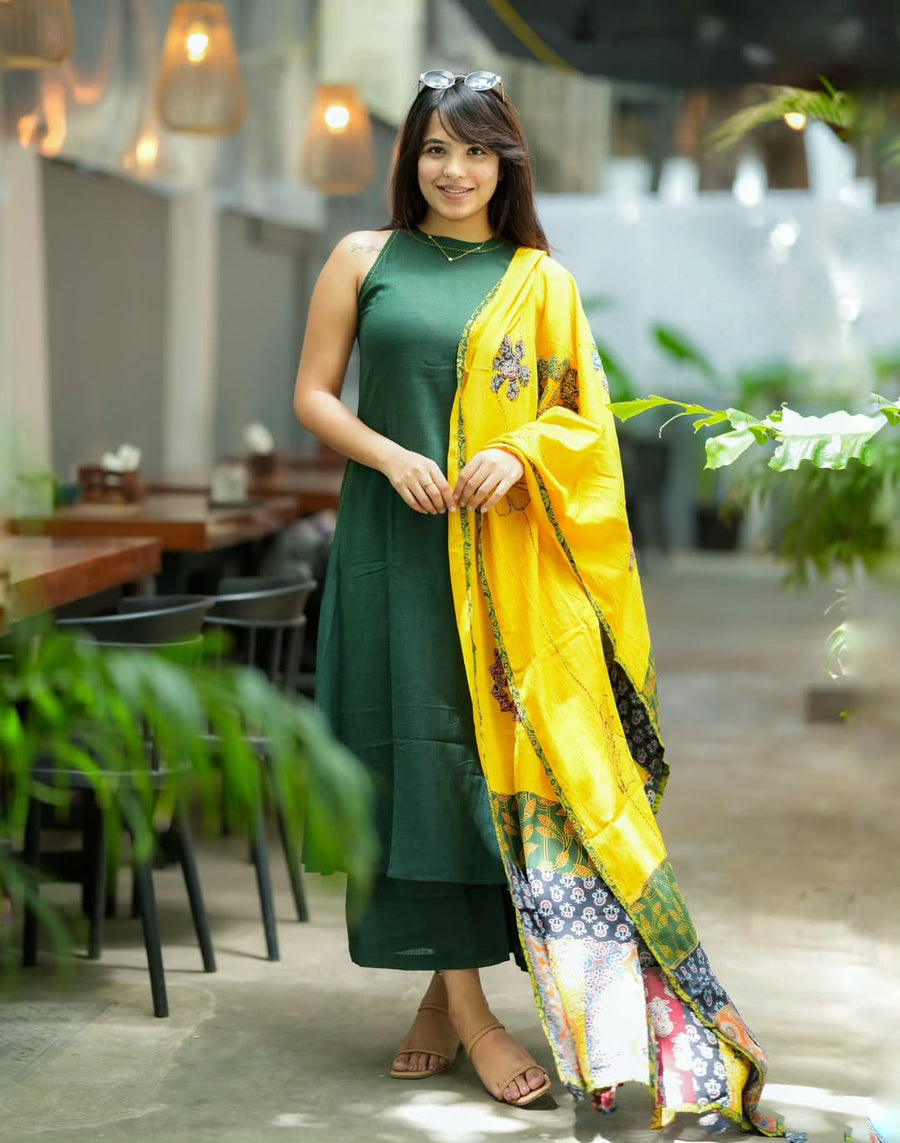 Pure Handloom A-line Kurta set