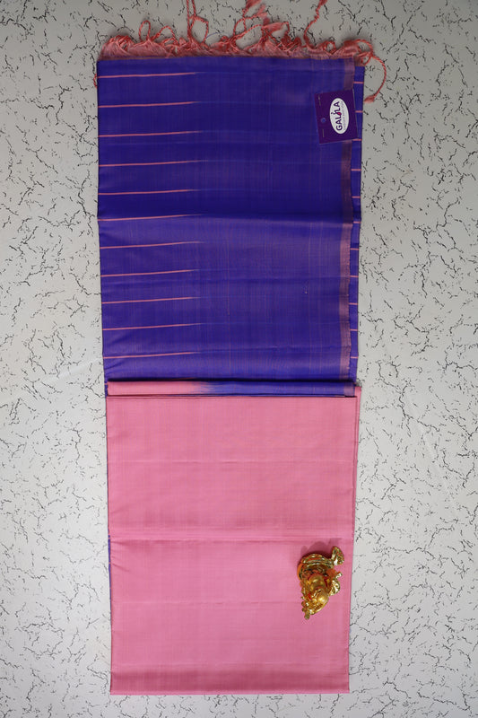 Pure Silk Saree Lavender body blends  with the vibrant baby pink pallu