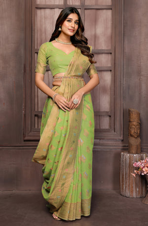 Party Wear Cotton Blend Saree