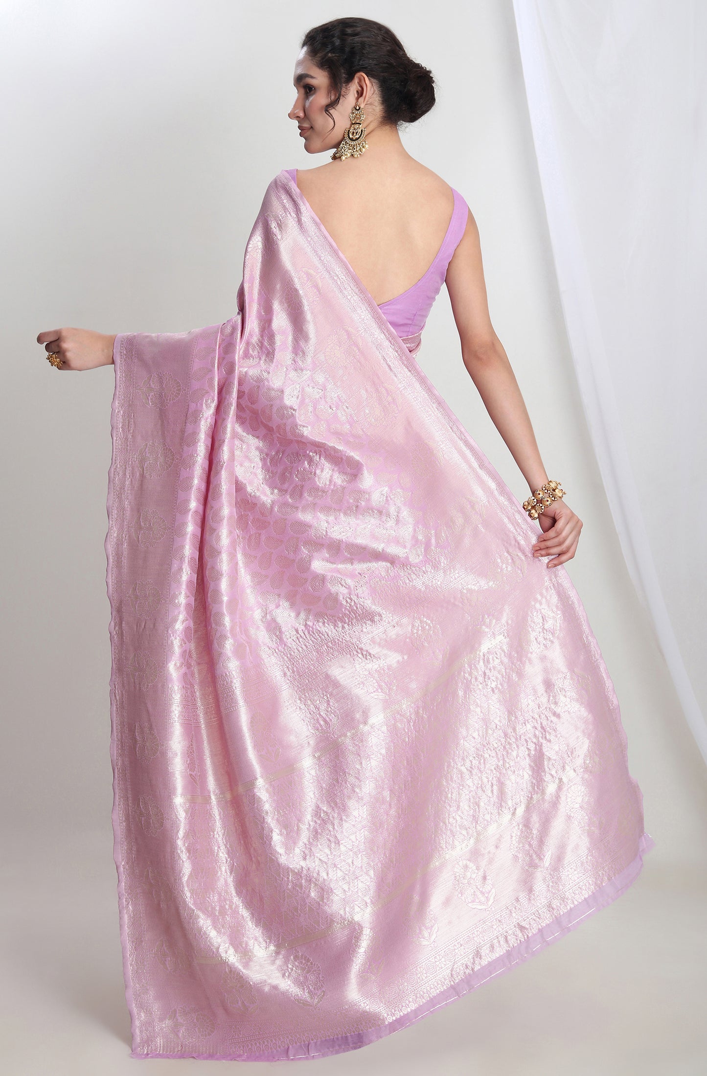 Party Wear Lavender Banarasi Silk Blend Saree