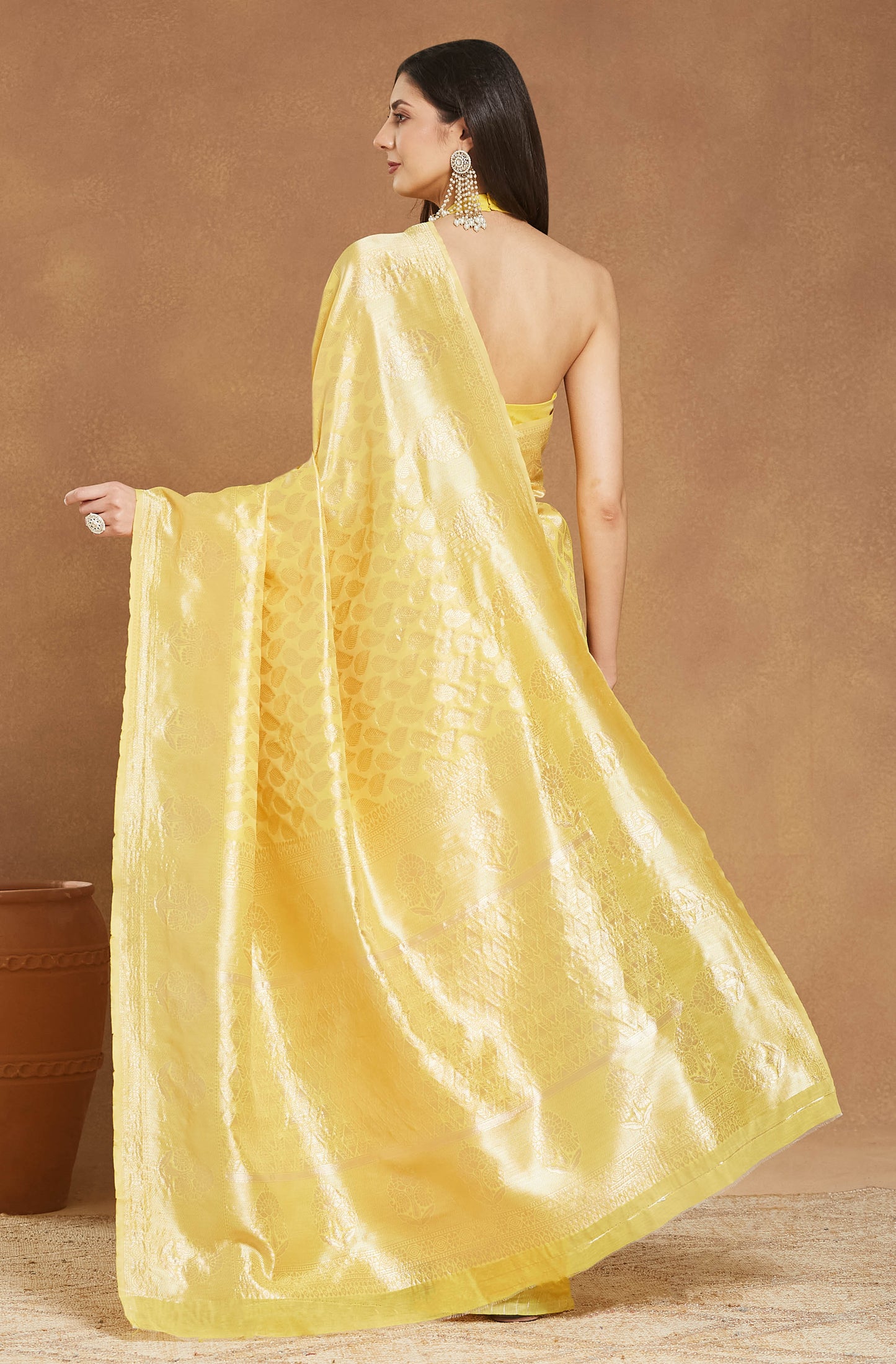 Party wear Silk Blend Yellow Saree