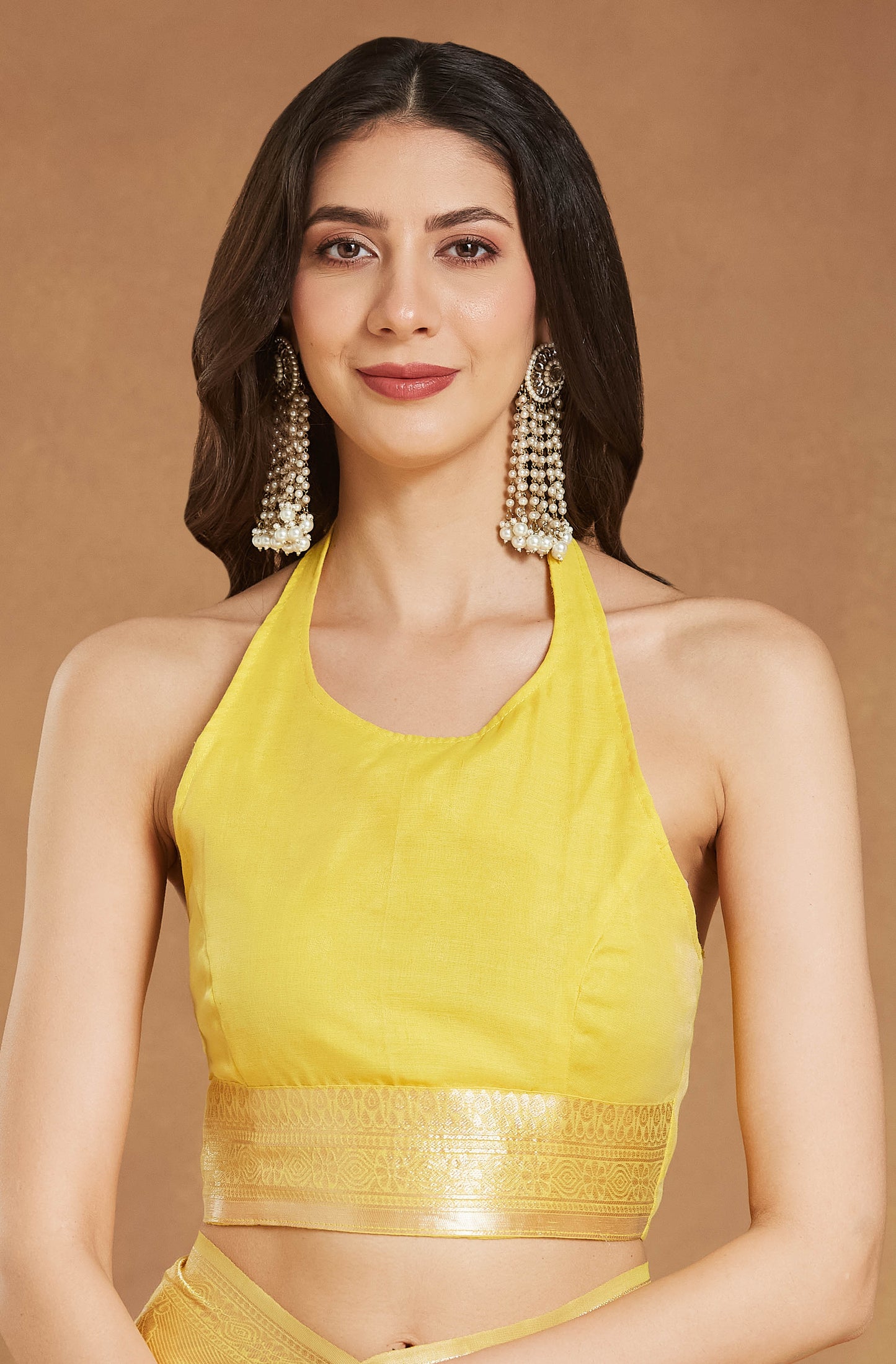 Party wear Silk Blend Yellow Saree