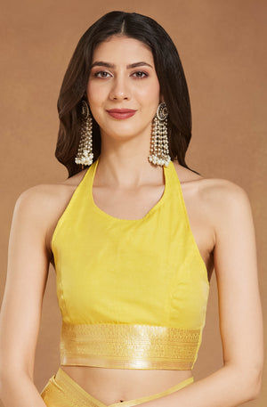 Party wear Silk Blend Yellow Saree