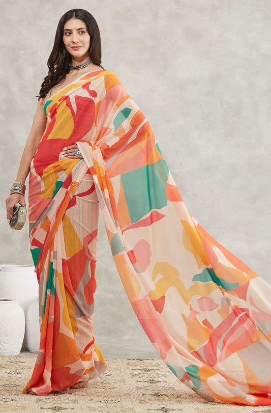 Premium printed Georgette saree