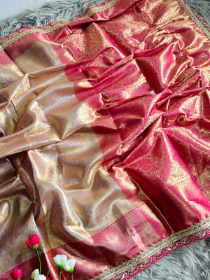 Trending celebrity inspired Premium Soft Banarasi Tissue Silk Saree