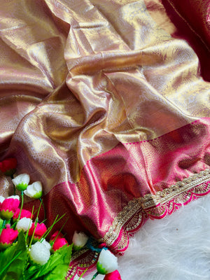 Trending celebrity inspired Premium Soft Banarasi Tissue Silk Saree