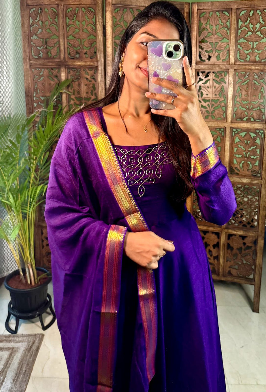 Traditional Rangoli Handwork Maxi with Dupatta