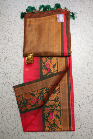 Trending parrot border dual shade soft silk saree