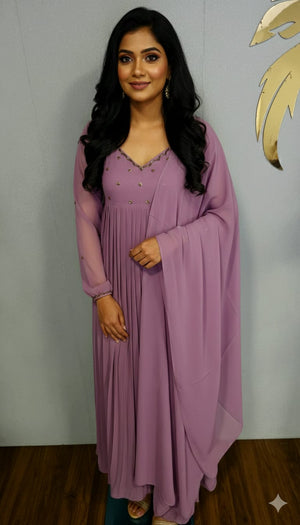 Trending Pleated Light purple Kurti with dupatta