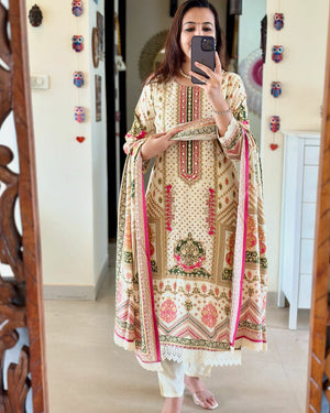 Office and college wear Pure Muslin with sequence work kurta set