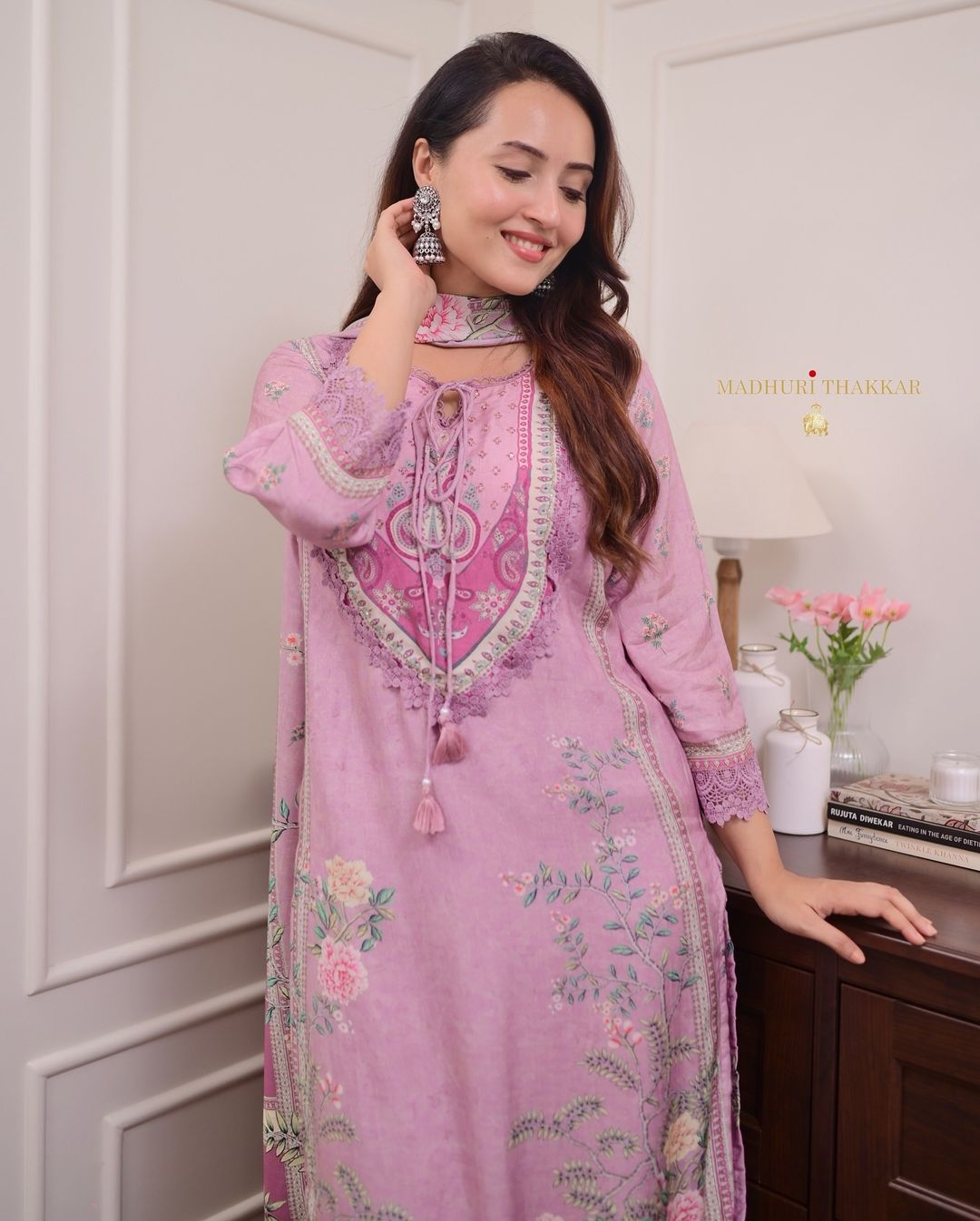 Pure Muslin with sequence work kurta set