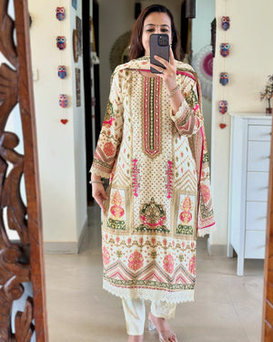 Office and college wear Pure Muslin with sequence work kurta set