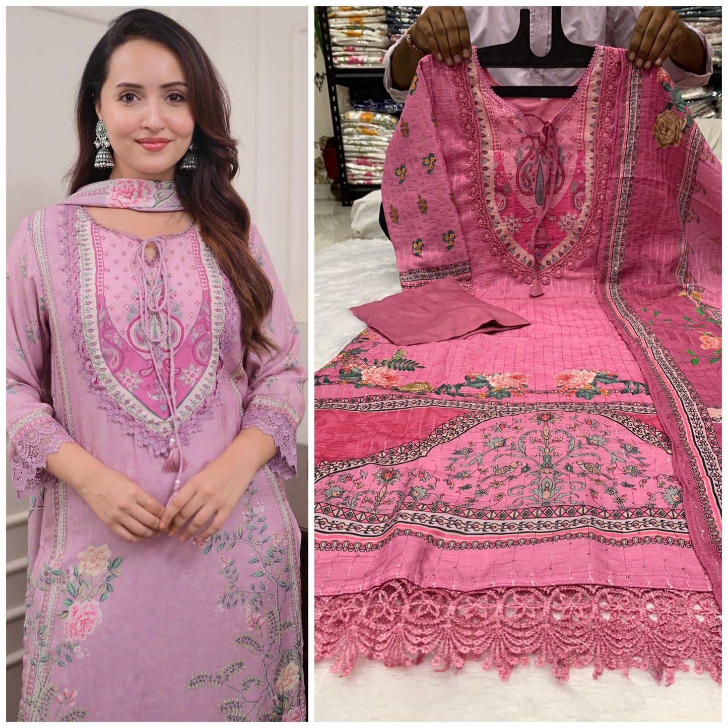 Pure Muslin with sequence work kurta set