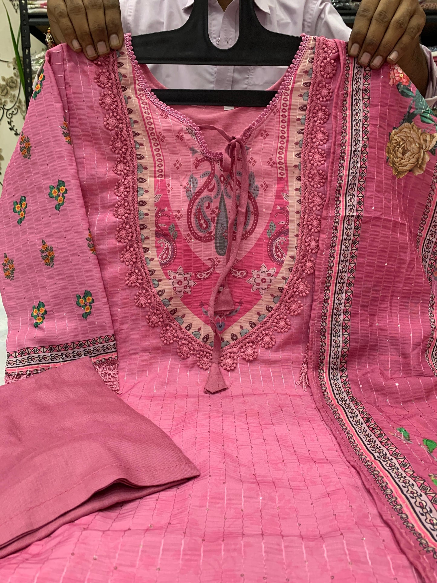 Pure Muslin with sequence work kurta set