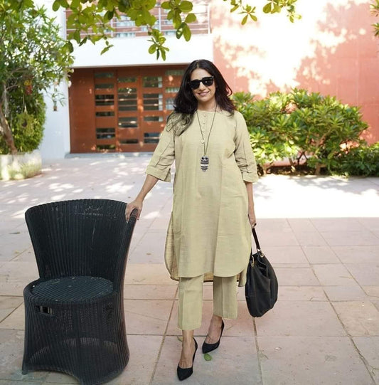 Cotton Slub cord set kurta set