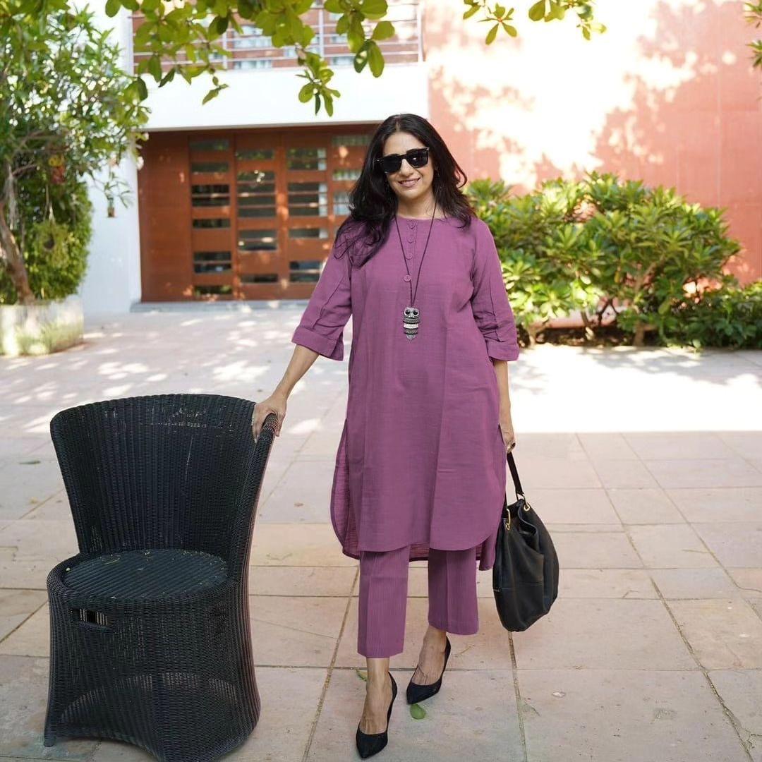 Cotton Slub cord set kurta set