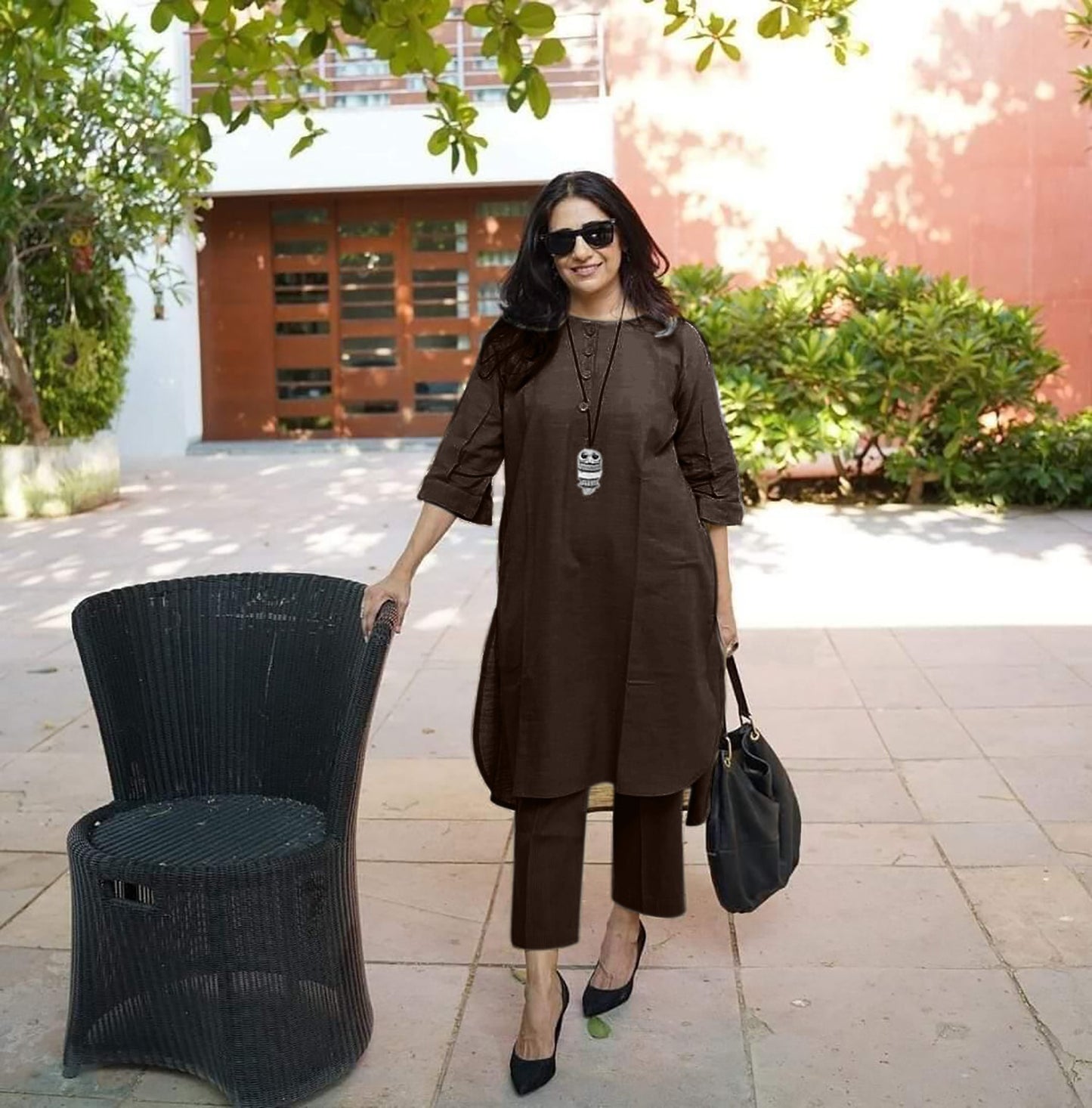 Cotton Slub cord set kurta set