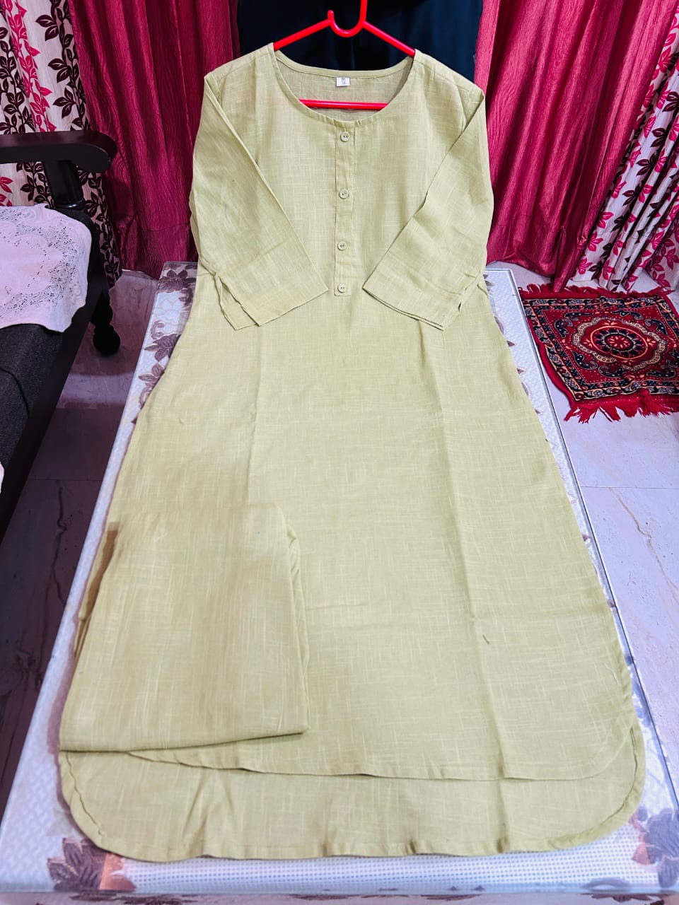 Cotton Slub cord set kurta set