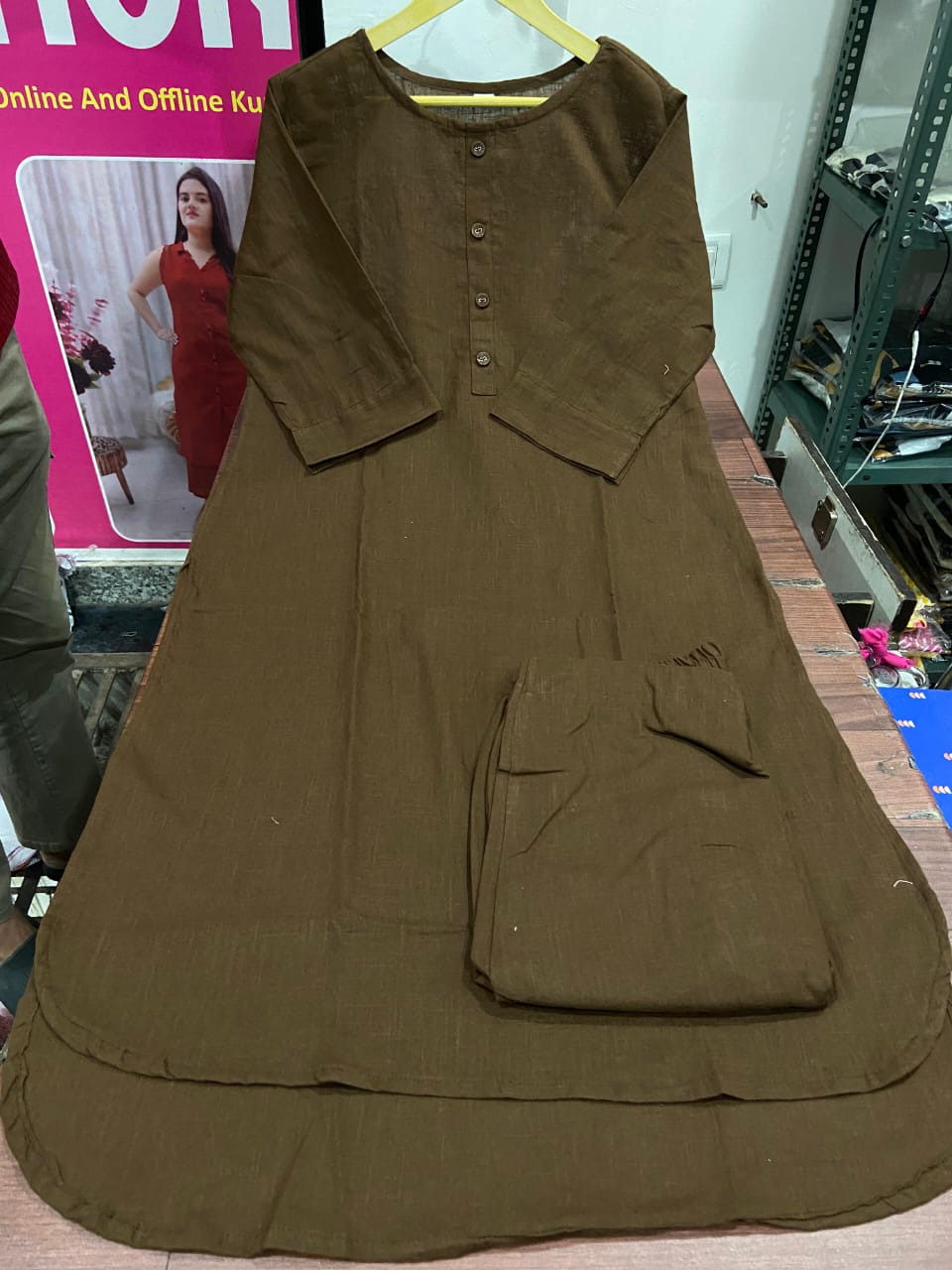 Cotton Slub cord set kurta set