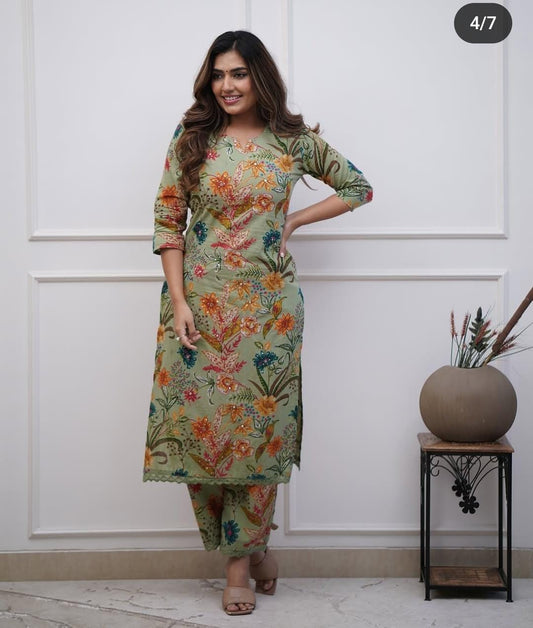 Office wear cotton top with pants