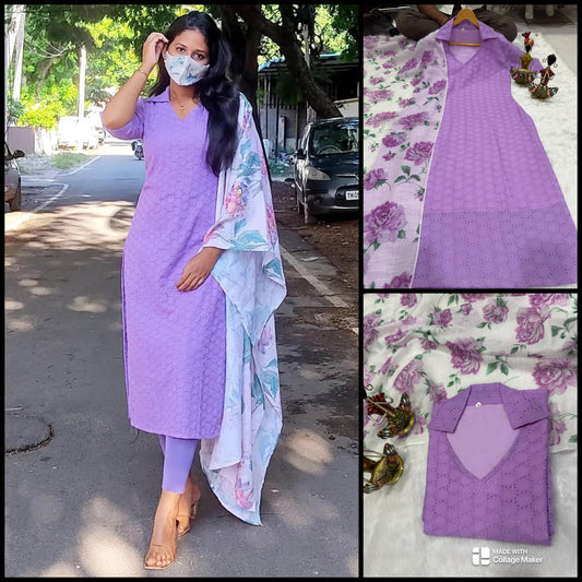Office wear Hakoba collar kurti with dupatta