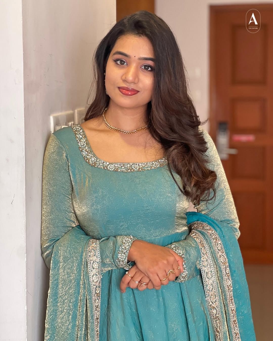 Sky Blue Fandy Silk Gown