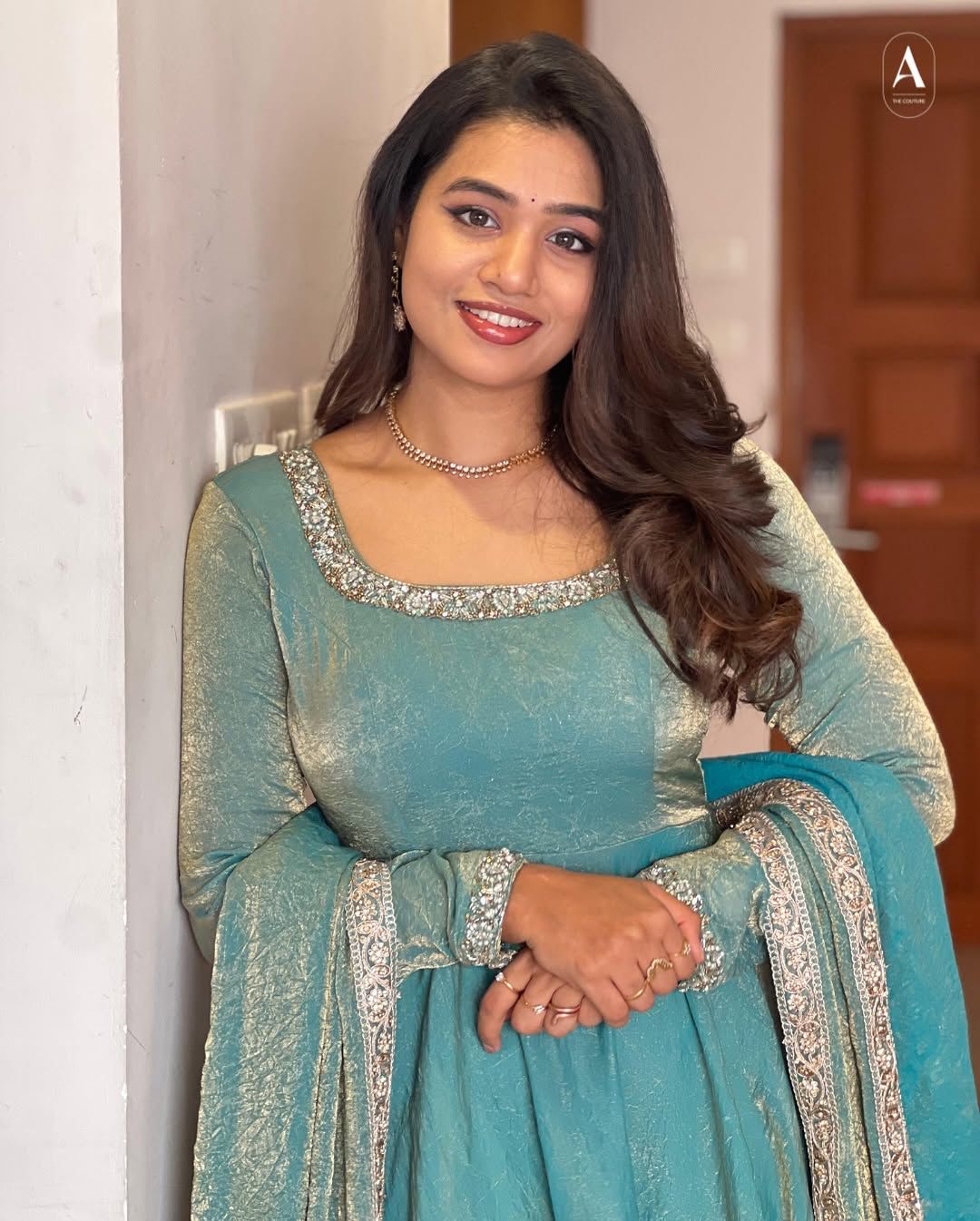 Sky Blue Fandy Silk Gown