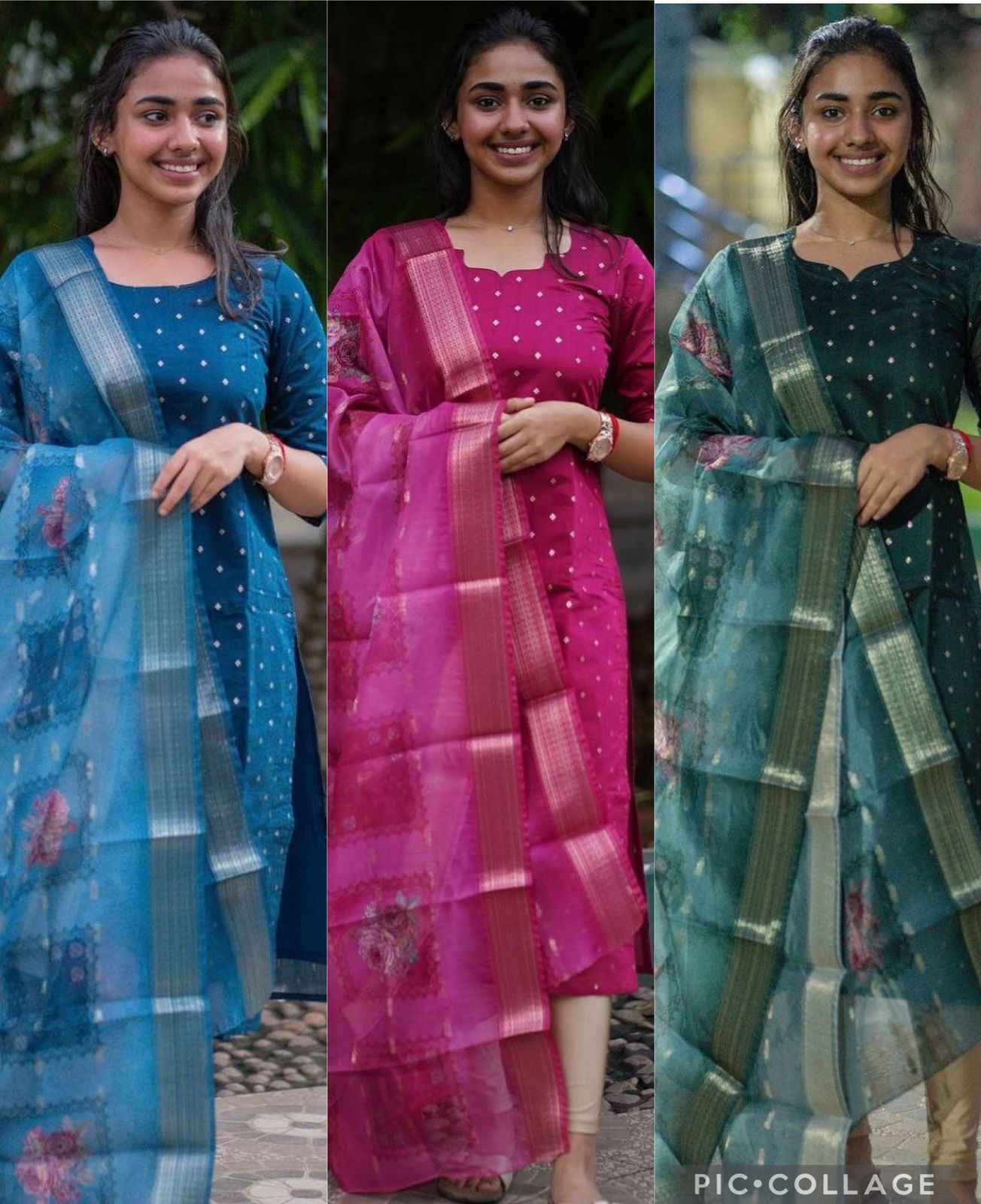 Banarasi Tissue Cotton kurti with Dupatta