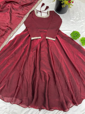 Party Wear Trending Gown with dupatta