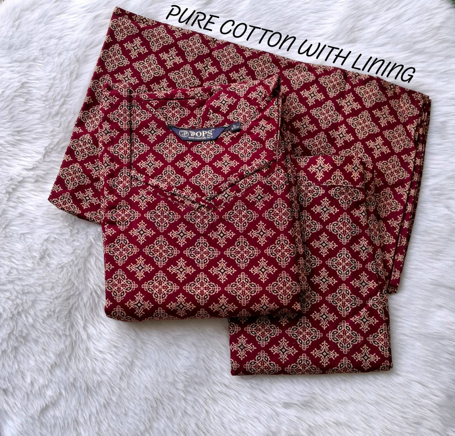 Office and college wear pure Ajrakh cotton kurta set