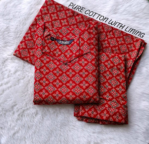 Office and college wear pure Ajrakh cotton kurta set