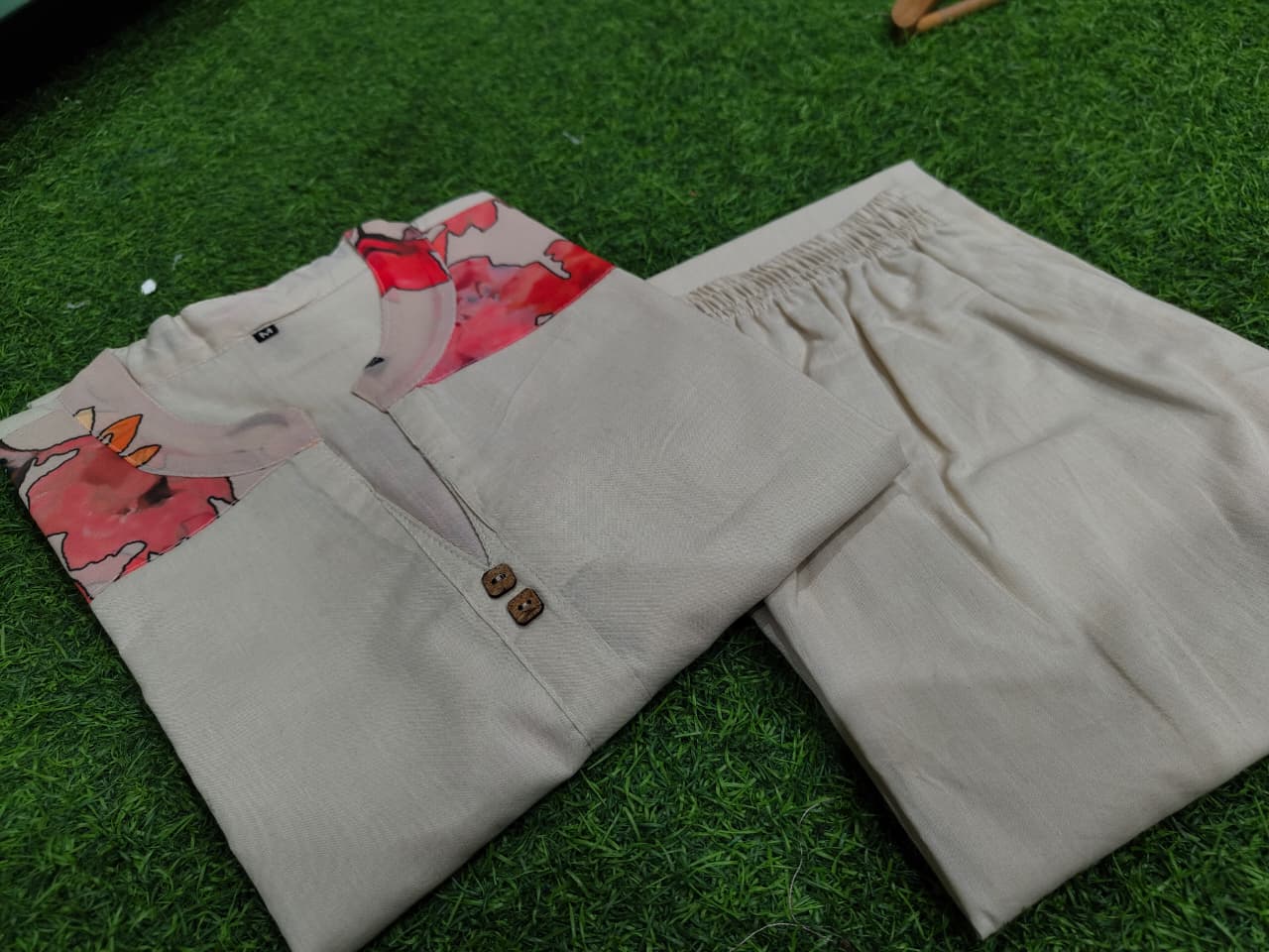 Premium Woven Cotton white Co-Ord set