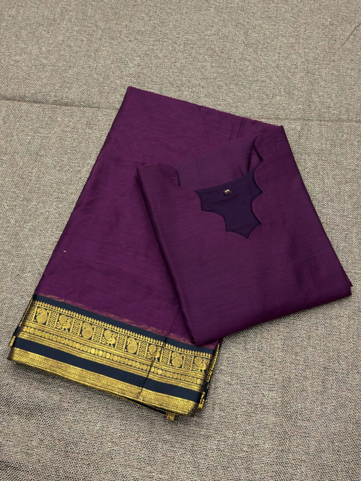 Premium Heavy Kanchi Cotton Dark Purple Kurti with Dupatta for Women