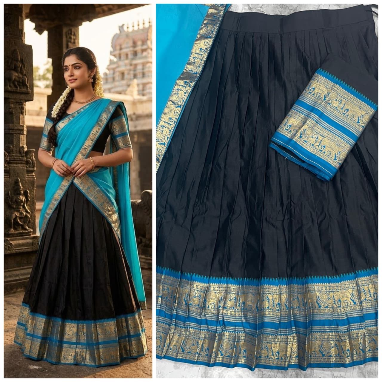 South-style Kanchi Cotton Silk Lehenga