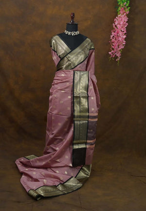 DD celebrity inspired Premium Banarasi Onion Pink Semi Katan Soft Saree