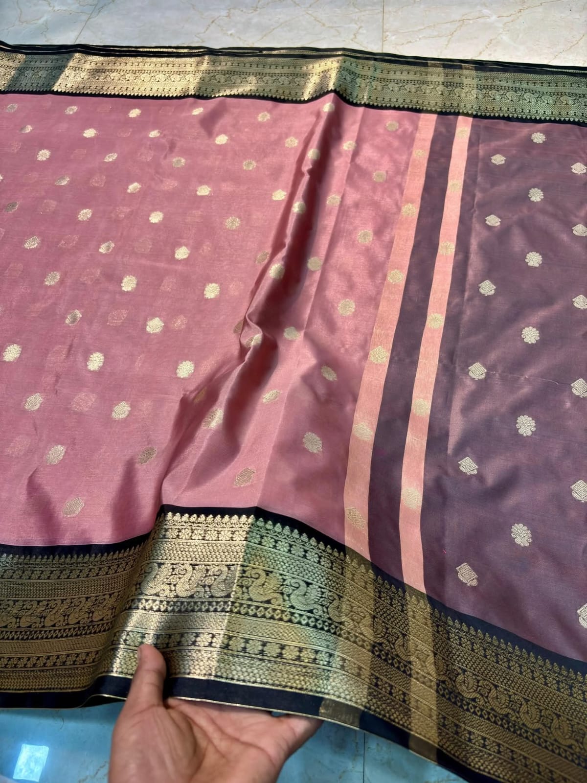 DD celebrity inspired Premium Banarasi Onion Pink Semi Katan Soft Saree