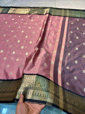 DD celebrity inspired Premium Banarasi Onion Pink Semi Katan Soft Saree