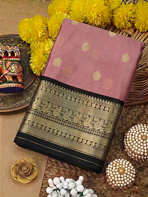 DD celebrity inspired Premium Banarasi Onion Pink Semi Katan Soft Saree
