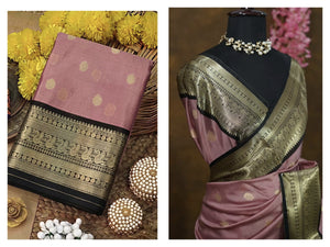 DD celebrity inspired Premium Banarasi Onion Pink Semi Katan Soft Saree